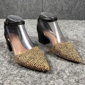 Crown Vintage Shoes Womens 6 M Brown Animal Print D'Orsay Ankle Strap Block Heel